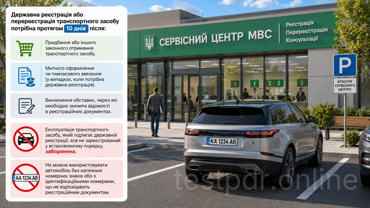 Після зміни власника, кольору, конструкції або інших реєстраційних відомостей автомобіль перереєстровують.