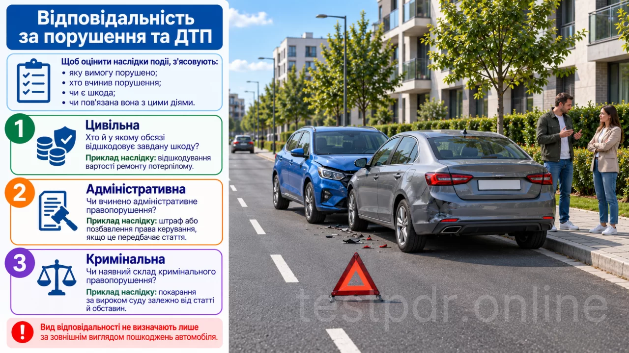 Після ДТП встановлюють обставини події, правові підстави користування автомобілями та осіб, які повинні відшкодувати завдану шкоду.