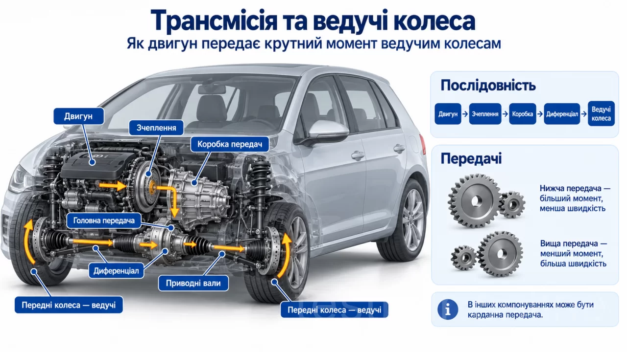 Трансмісія та ведучі колеса