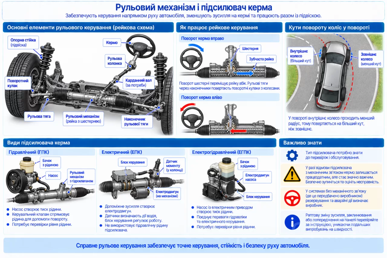 Рульовий механізм і підсилювач керма