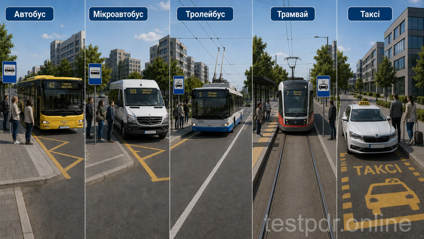 Перелічені різні види транспорту, але для маршрутного статусу потрібні встановлений маршрут і визначені місця зупинок.