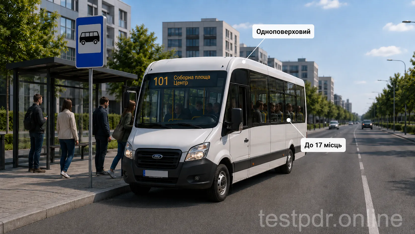 Мікроавтобус має 10–17 місць разом із водійським та один поверх.
