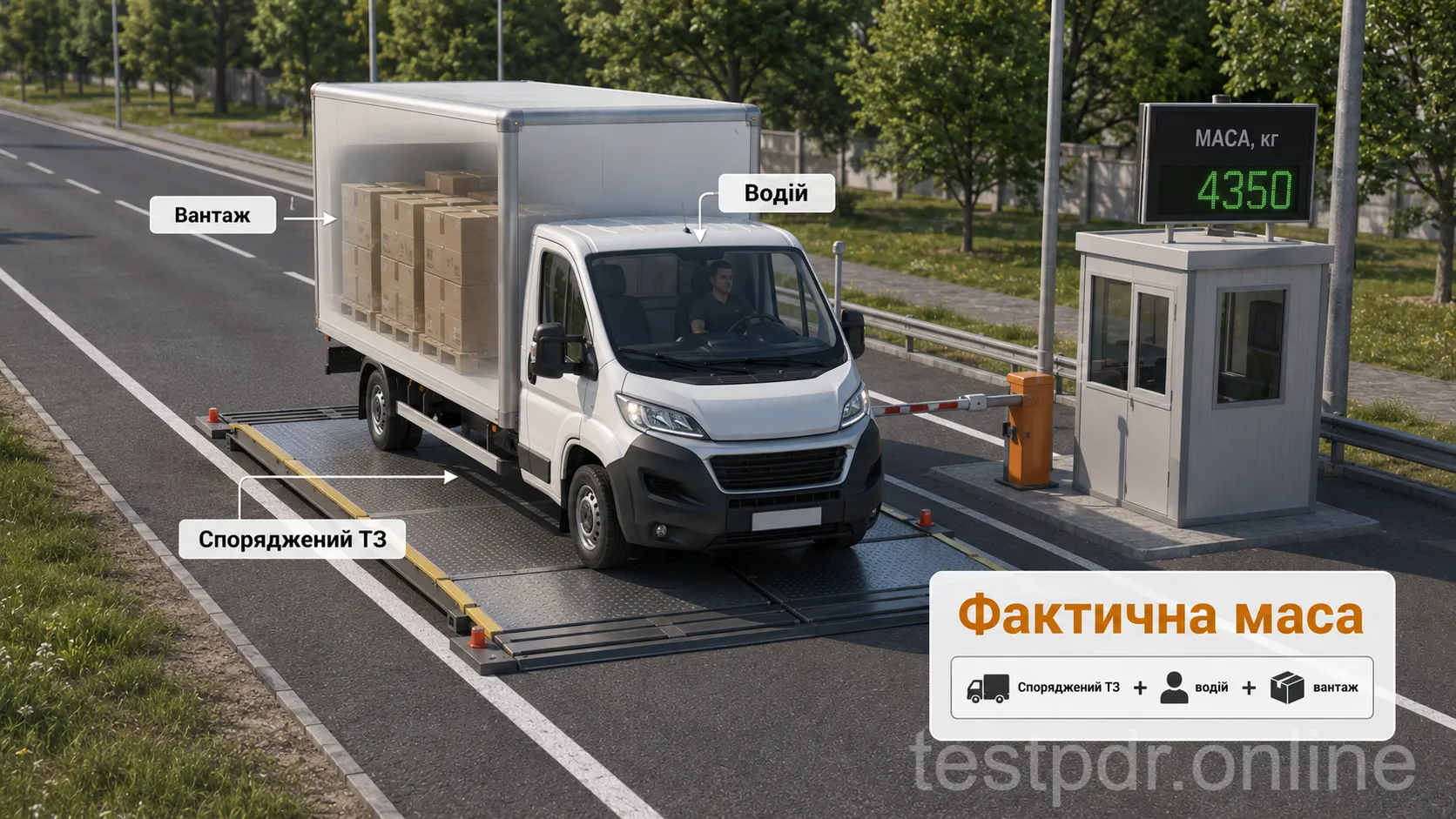Зважування показує фактичну масу автомобіля з його поточним завантаженням.