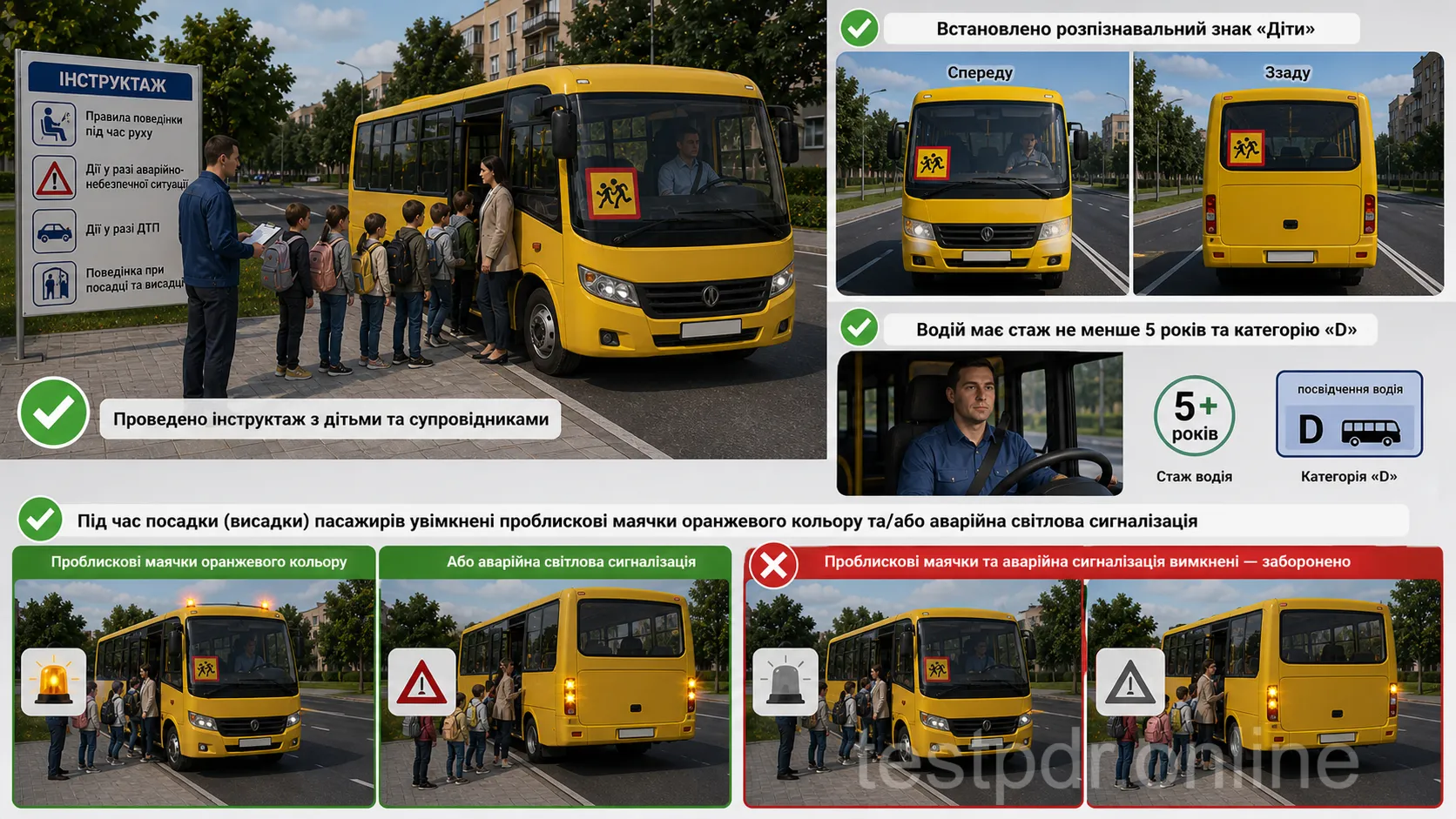 Організована група потребує інструктажу, належного позначення транспорту, підготовленого водія та сигналізації під час посадки й висадки.