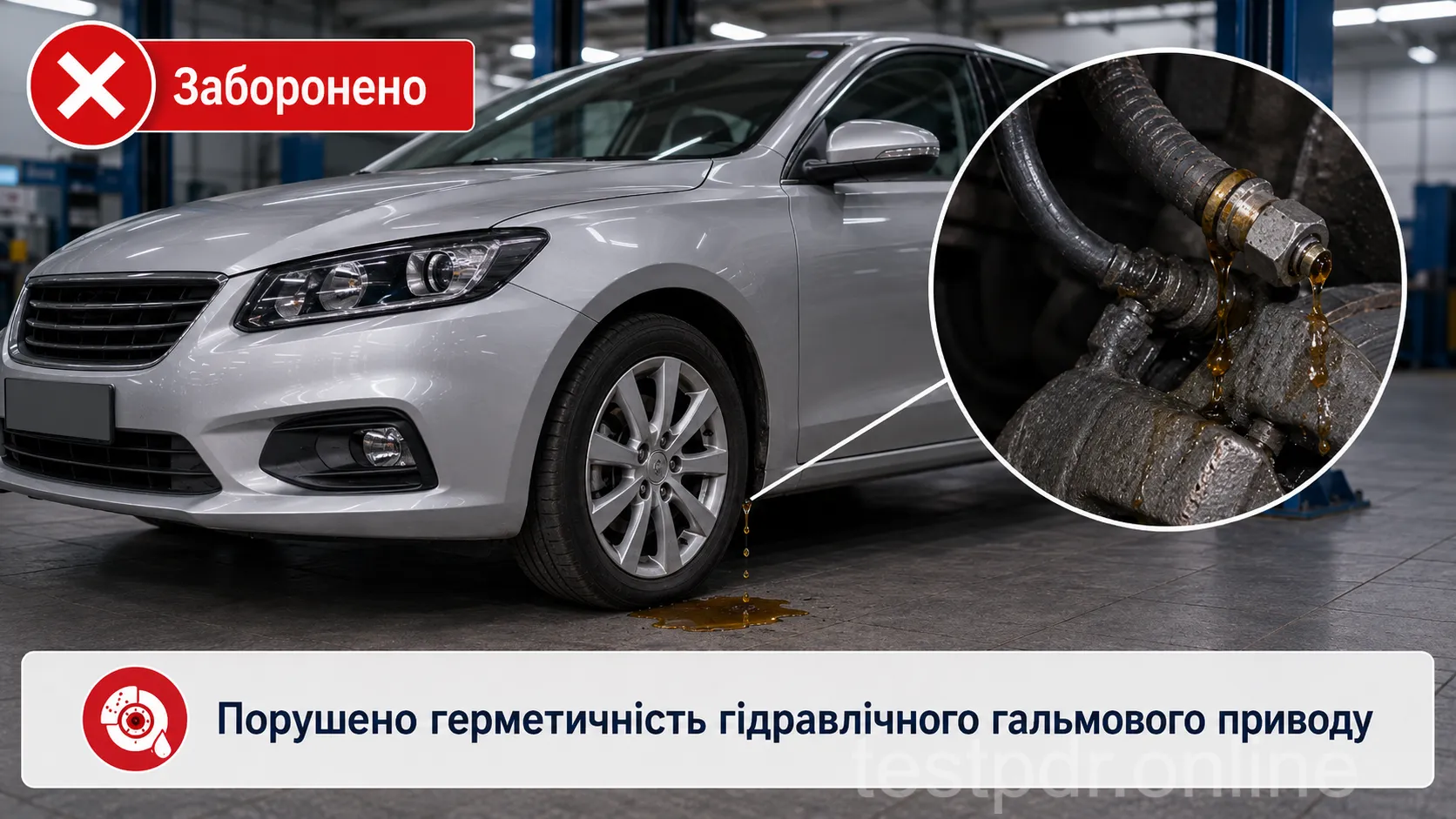 Витік гальмової рідини означає порушення герметичності. Доливання рідини не усуває несправність.