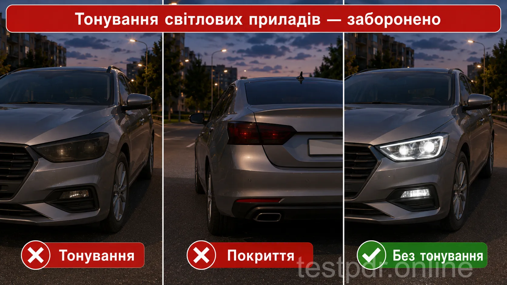 Покриття, яке погіршує прозорість фари чи ліхтаря, є підставою заборони експлуатації.