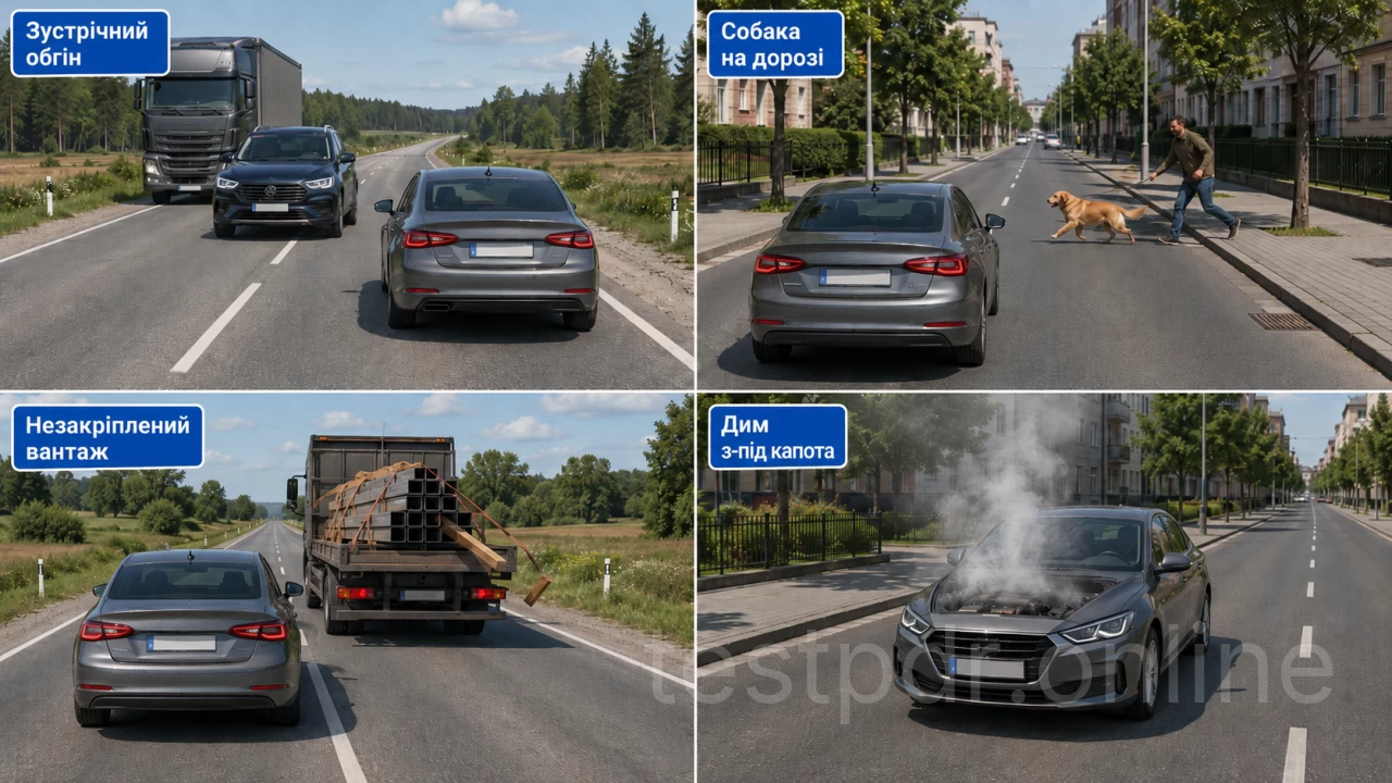 Рух автомобіля назустріч загальному потоку вашою смугою є небезпекою для руху.