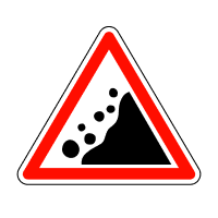 Дорожній знак Падіння каміння