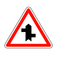 Дорожній знак 1.23.3 Прилягання другорядної дороги