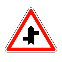 Дорожній знак 1.23.4 Прилягання другорядної дороги