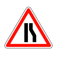 Дорожній знак 1.5.2 Звуження дороги