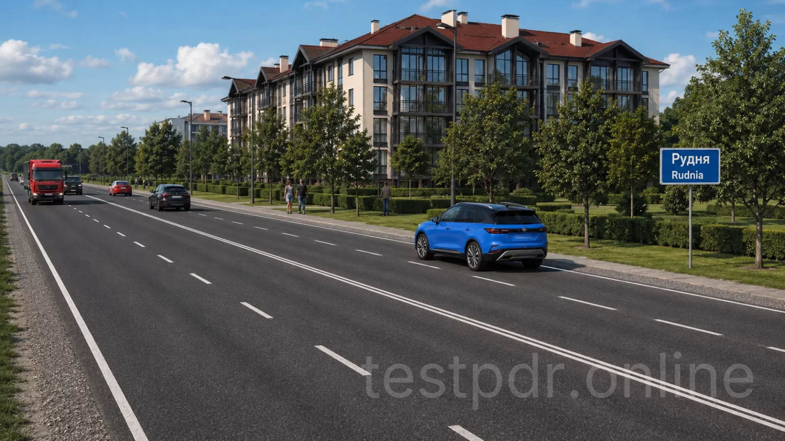 З якою максимальною швидкістю дозволено рух водію синього автомобіля? З якою максимальною швидкістю дозволено рух водію синього автомобіля?