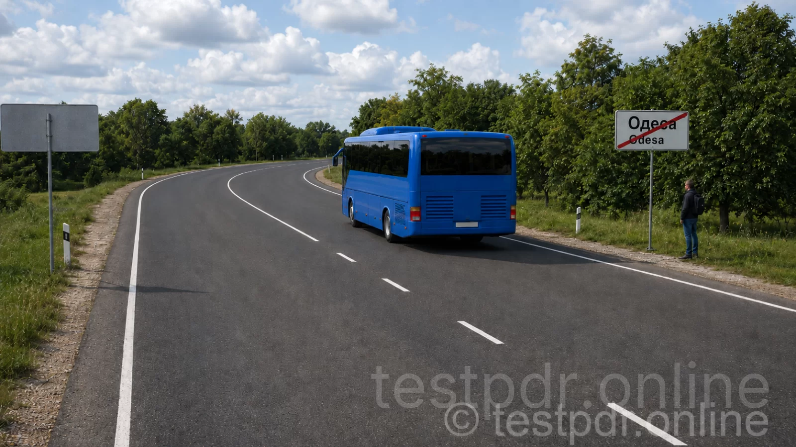 З якою максимальною швидкістю дозволено рух синього автобуса? З якою максимальною швидкістю дозволено рух синього автобуса?