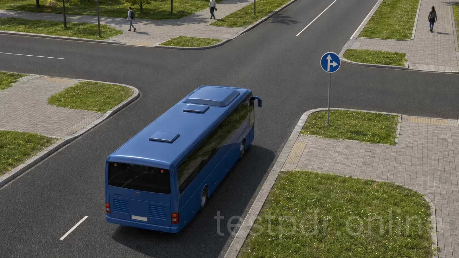 Чи дозволено поворот ліворуч водієві автобуса, що рухається за встановленим маршрутом, у зображеній ситуації? Чи дозволено поворот ліворуч водієві автобуса, що рухається за встановленим маршрутом, у зображеній ситуації?
