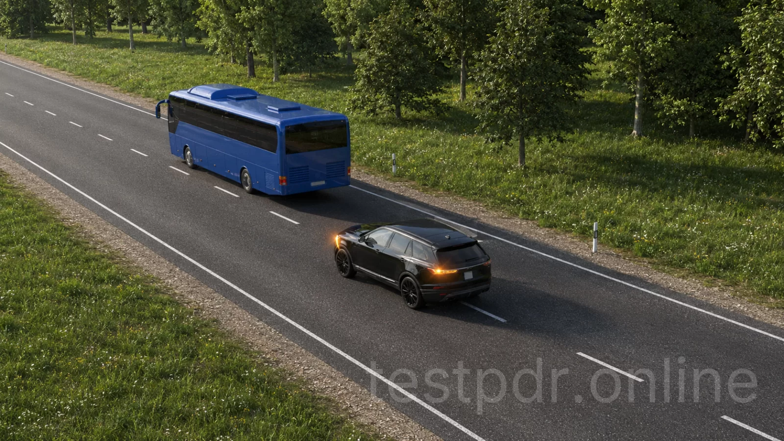 Що в цій ситуації заборонено водієві автобуса (чорний автомобіль почав обгін)? Що в цій ситуації заборонено водієві автобуса (чорний автомобіль почав обгін)?