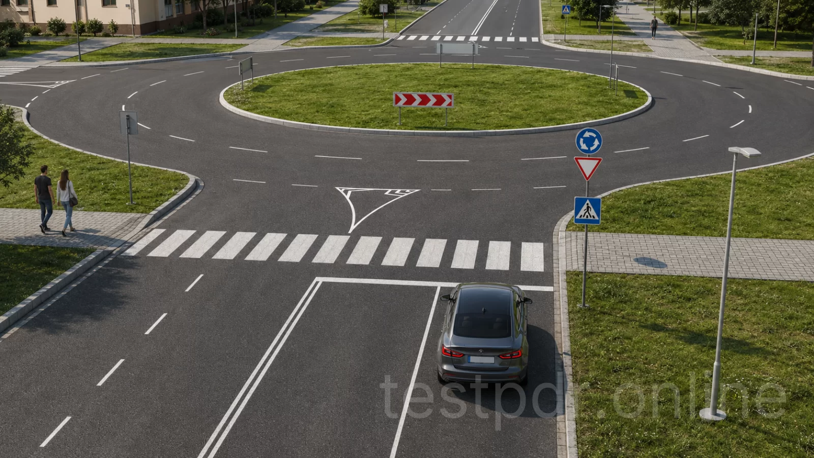 Водій сірого автомобіля здійснює в’їзд на перехрестя з круговим рухом. Чи потрібно в такому випадку вмикати лівий покажчик повороту? Водій сірого автомобіля здійснює в’їзд на перехрестя з круговим рухом. Чи потрібно в такому випадку вмикати лівий покажчик повороту?