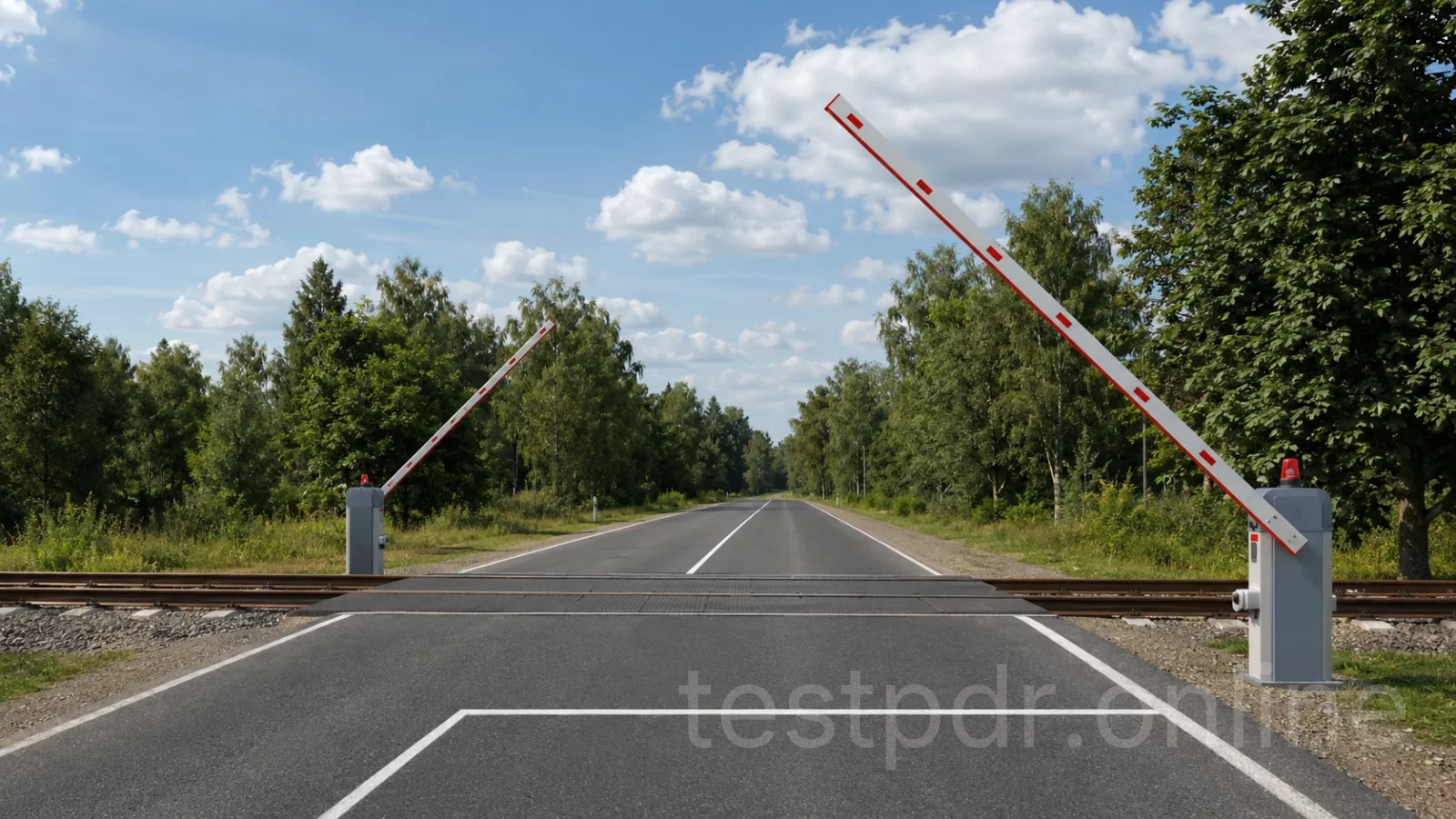 У якому випадку Ви можете проїхати під шлагбаумом, який опускається на залізничному переїзді: У якому випадку Ви можете проїхати під шлагбаумом, який опускається на залізничному переїзді:
