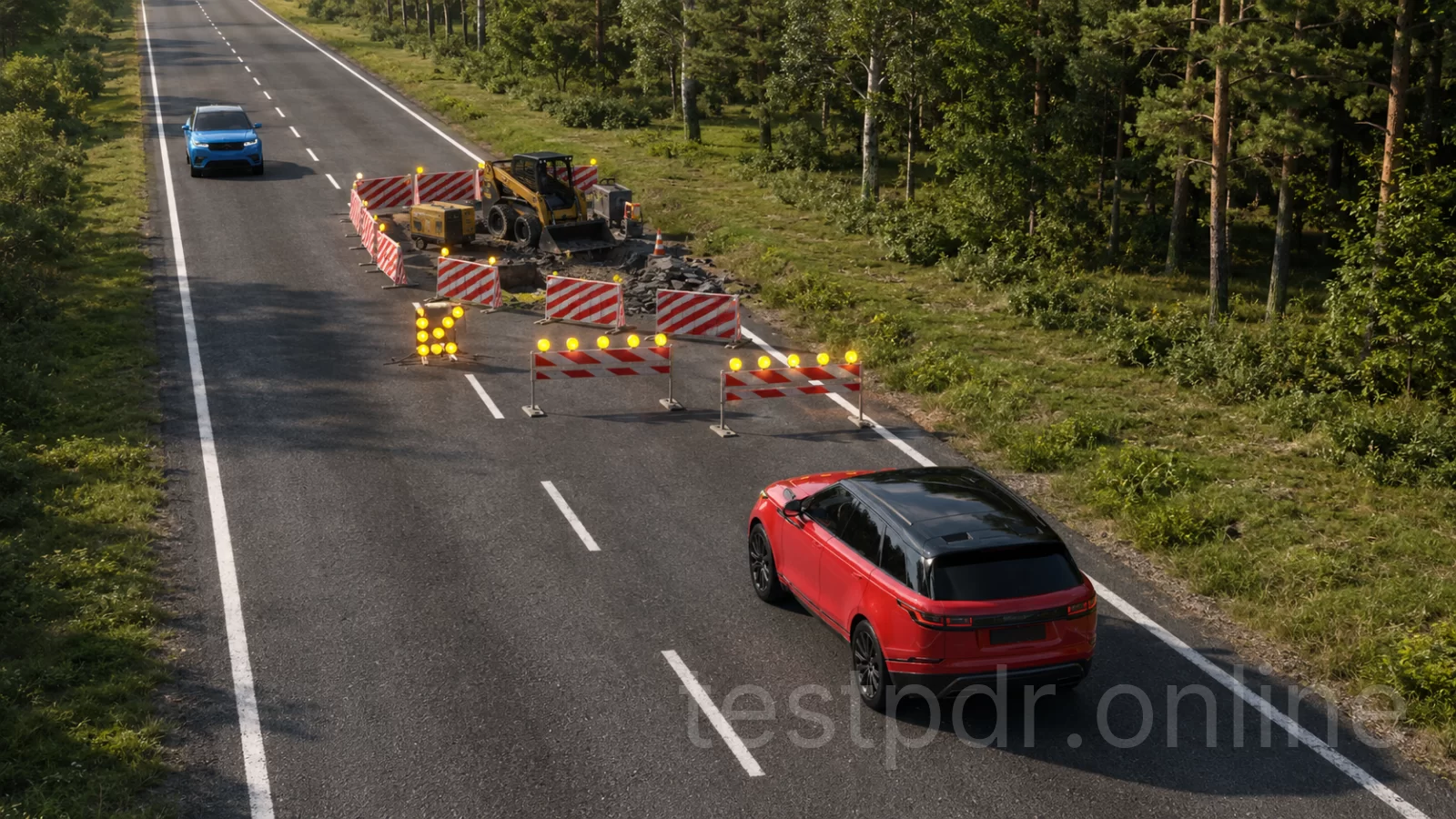 Водій якого автомобіля має перевагу на цій ділянці дороги? Водій якого автомобіля має перевагу на цій ділянці дороги?
