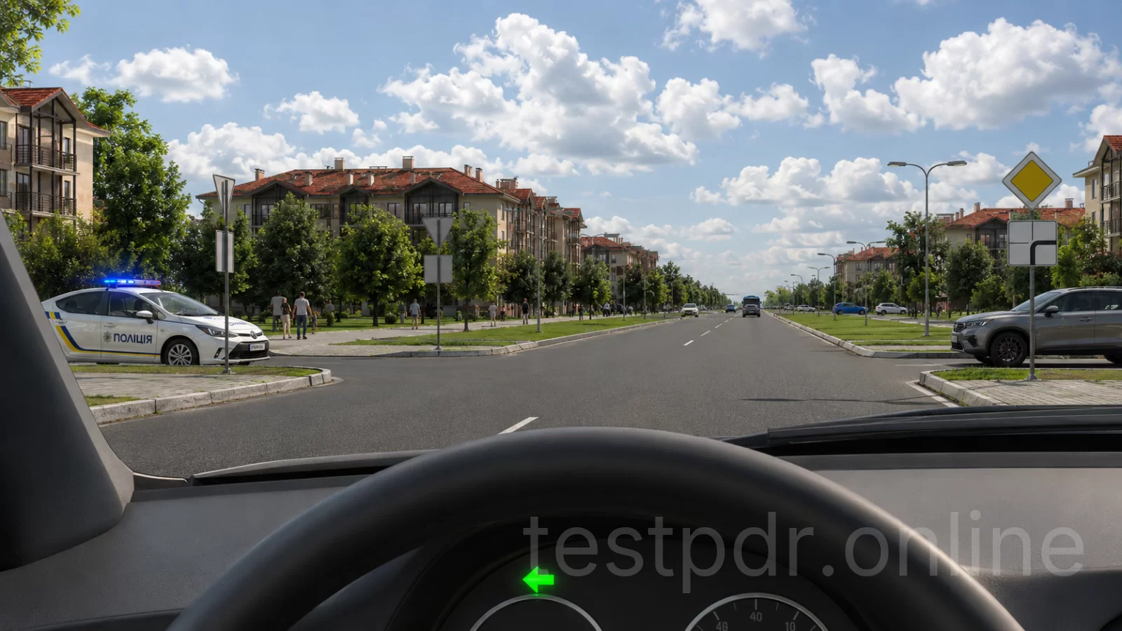 Повертаючи ліворуч на даному перехресті, Ви повинні: Повертаючи ліворуч на даному перехресті, Ви повинні: