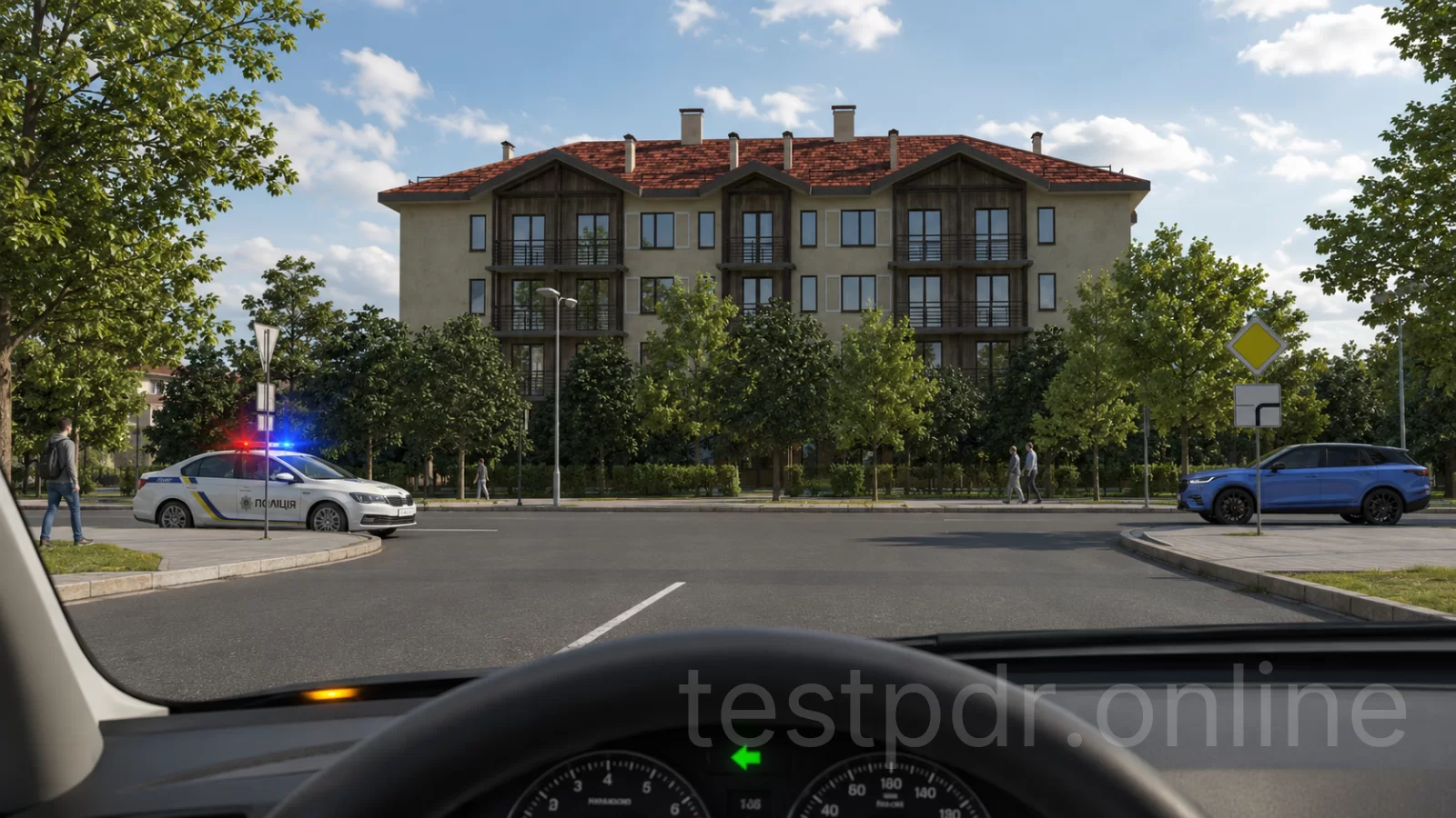 Повертаючи ліворуч на даному перехресті, Ви повинні: Повертаючи ліворуч на даному перехресті, Ви повинні: