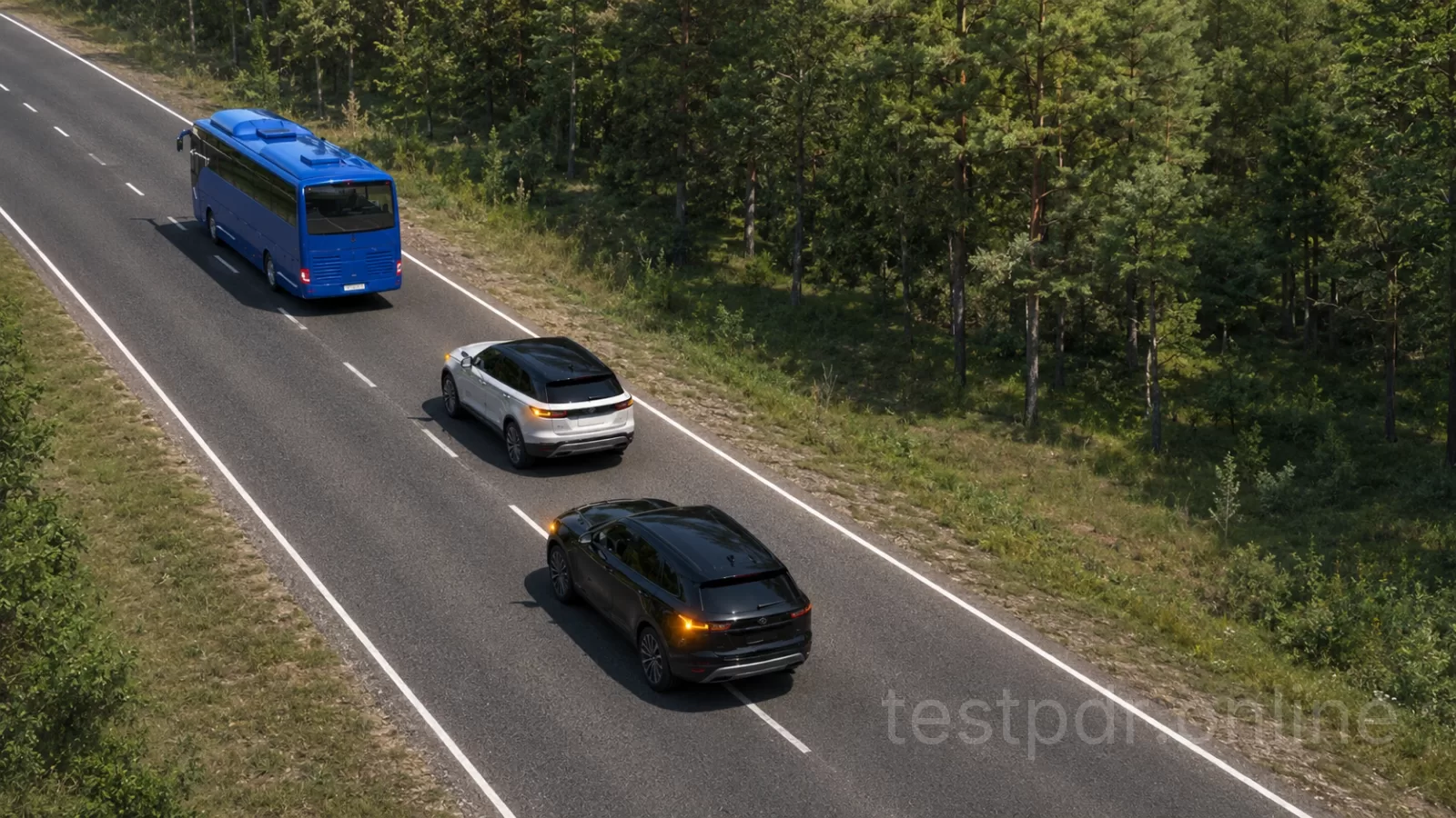 Чи дозволено водію автобуса у вказаній ситуації підвищувати швидкість руху? Чи дозволено водію автобуса у вказаній ситуації підвищувати швидкість руху?
