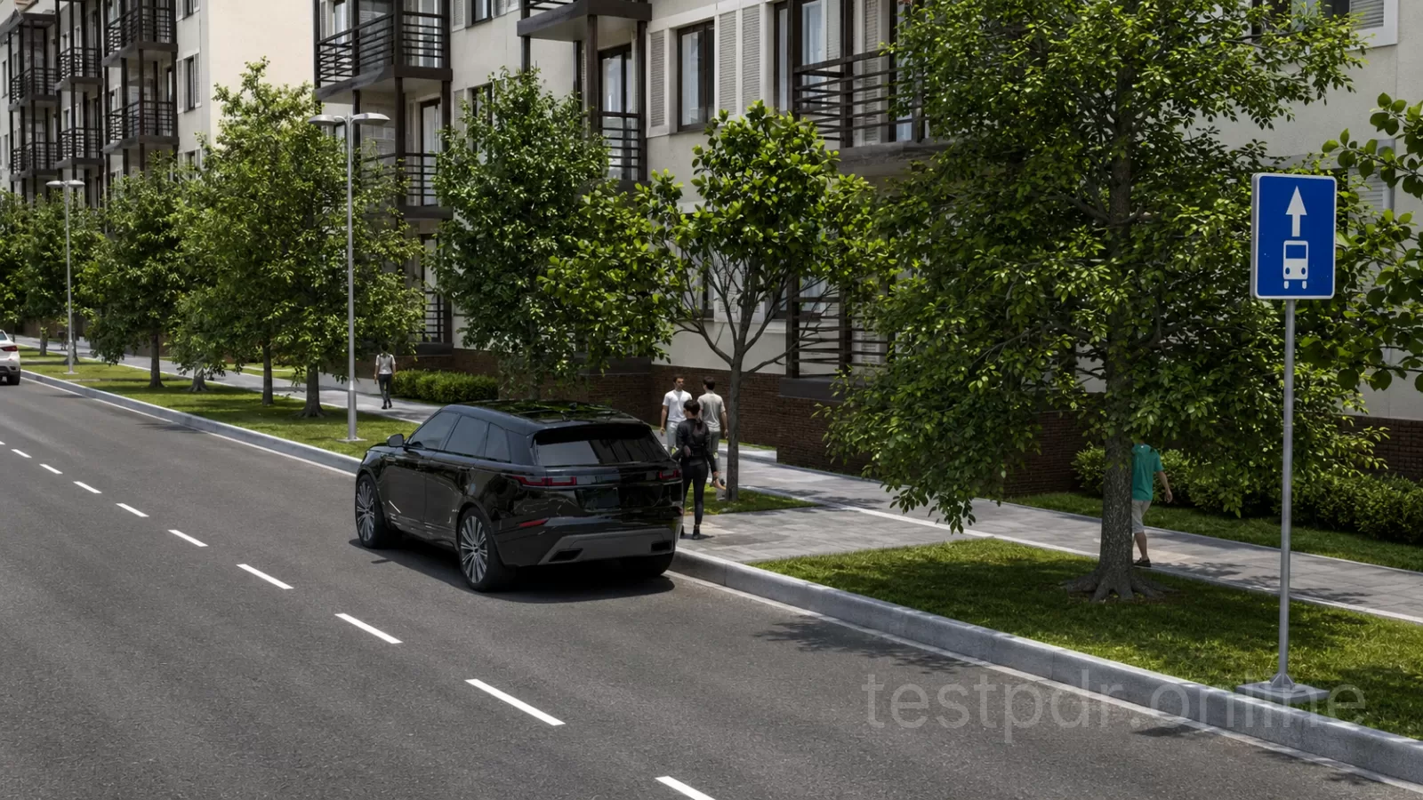 Чи дозволено водію чорного автомобіля здійснити зупинку у вказаному місці? Чи дозволено водію чорного автомобіля здійснити зупинку у вказаному місці?